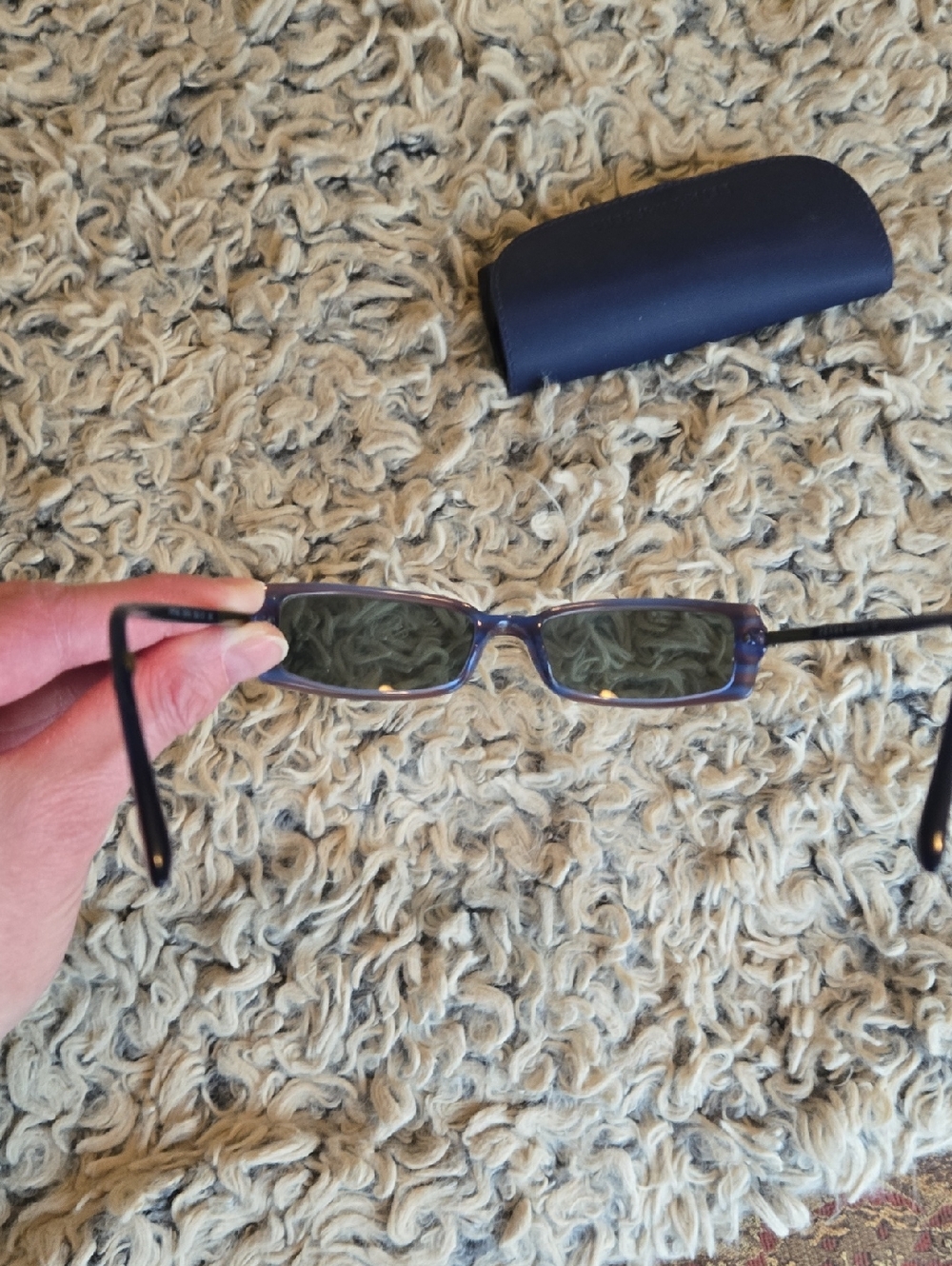 Prada Women's Retro Blue Rectangular Eyeglasses - Picture 4 of 9